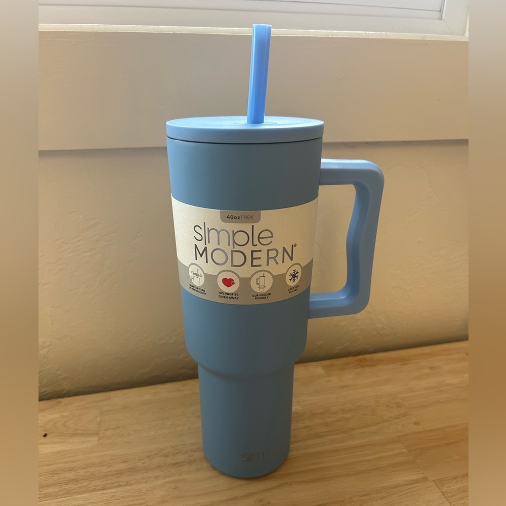 Simple Modern Blue Tumbler with Handle - 40oz